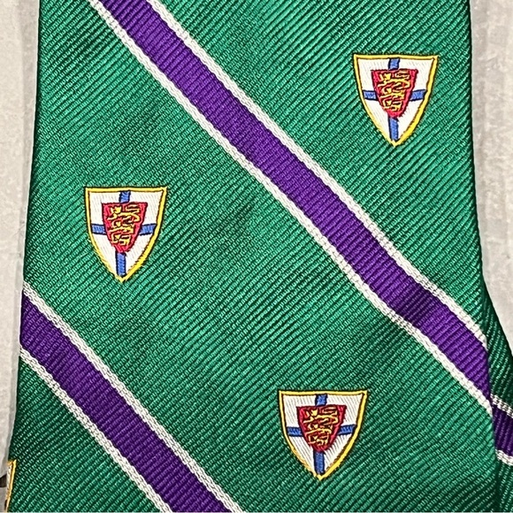 Polo Ralph Lauren Green Stripe Club Mulberry Silk Tie - Picture 4 of 7